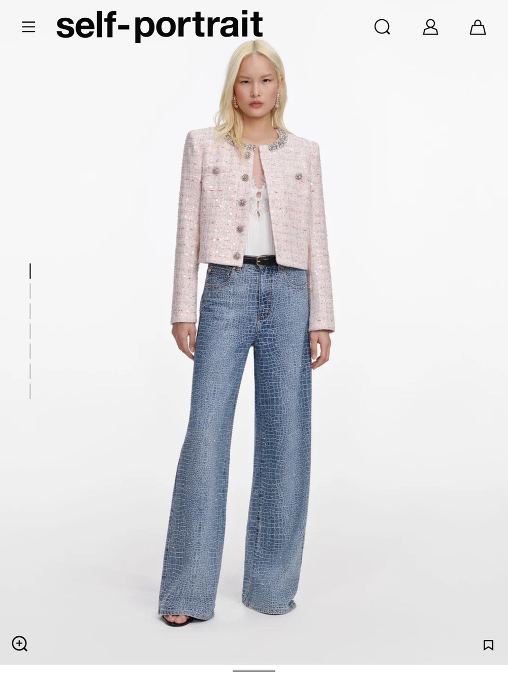 Self Portrait Pink Sequin Boucle Jacket - Picture 5 of 5